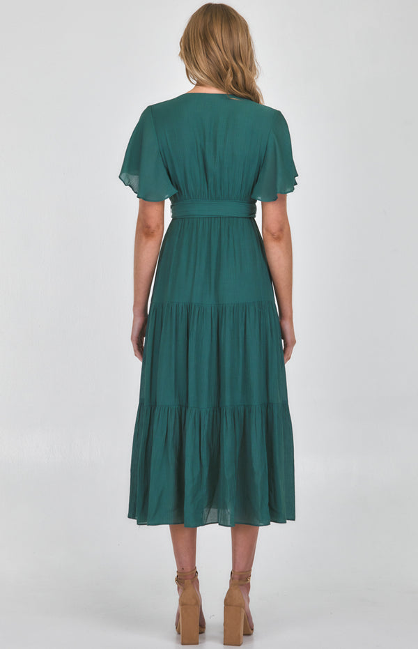 Butterfly Sleeve Shirred Waist Maxi Dress ADR1138-2A