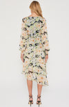 Floral Print Midi Dress with Tiered Asymmetric Hem