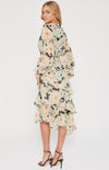 Floral Print Midi Dress with Tiered Asymmetric Hem