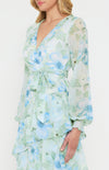 Floral Print Midi Dress with Tiered Asymmetric Hem