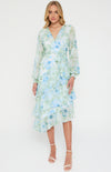 Floral Print Midi Dress with Tiered Asymmetric Hem