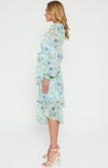 Floral Print Midi Dress with Tiered Asymmetric Hem