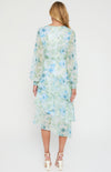 Floral Print Midi Dress with Tiered Asymmetric Hem