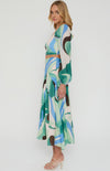 Abstract Printed Set with Top and Curved Seam Skirt