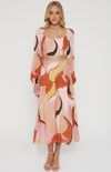 Abstract Printed Set with Top and Curved Seam Skirt