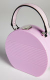 mini hard-shell bag is a fluro shade of lilac