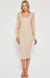 Contrast Sheer Sleeve Knit Midi Dress