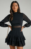 NADIA BLACK LINEN SMOCK DRESS