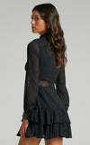 NADIA BLACK LINEN SMOCK DRESS