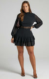 NADIA BLACK LINEN SMOCK DRESS