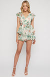 Floral Frill Sleeve Playsuit with Layered Hem