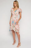 Floral Print Waterfall Hem Midi Dress