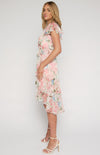 Floral Print Waterfall Hem Midi Dress