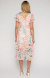 Floral Print Waterfall Hem Midi Dress