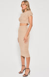 Knit Set with Round Neck Top & Midi Skirt