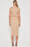 Knit Set with Round Neck Top & Midi Skirt