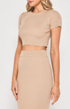 Knit Set with Round Neck Top & Midi Skirt