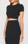 Knit Set with Round Neck Top & Midi Skirt