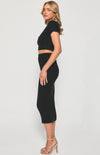 Knit Set with Round Neck Top & Midi Skirt