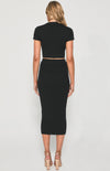 Knit Set with Round Neck Top & Midi Skirt