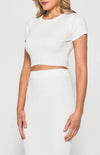 Knit Set with Round Neck Top & Midi Skirt