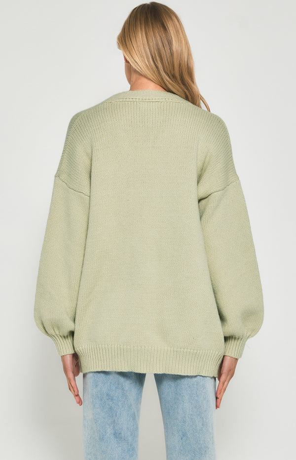 Oversized Bubble Sleeve Cardigan