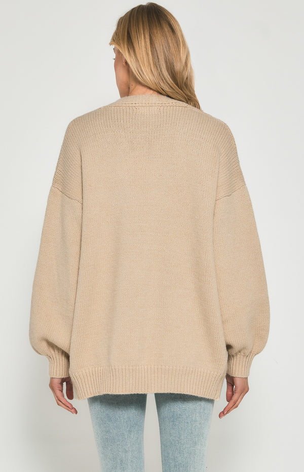 Oversized Bubble Sleeve Cardigan