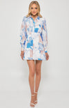 Abstract Print Textured Shirt Dress