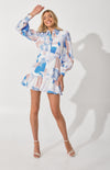 Abstract Print Textured Shirt Dress