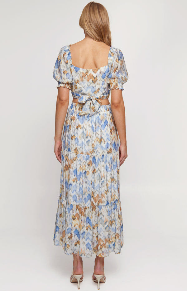 Printed Set with Top and Wave Seam Skirt
