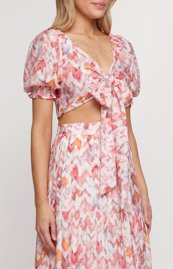 Printed Set with Top and Wave Seam Skirt