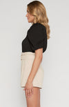 Gigot Sleeves Textured Button Up Shirt