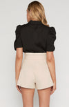 Gigot Sleeves Textured Button Up Shirt