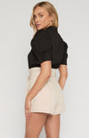 Gigot Sleeves Textured Button Up Shirt