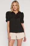 Gigot Sleeves Textured Button Up Shirt