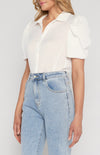 Gigot Sleeves Textured Button Up Shirt