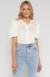 Gigot Sleeves Textured Button Up Shirt