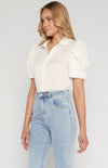 Gigot Sleeves Textured Button Up Shirt