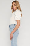 Gigot Sleeves Textured Button Up Shirt