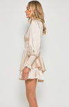 Satin Mini Dress with Double Ruffle Hem