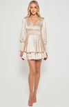 Satin Mini Dress with Double Ruffle Hem