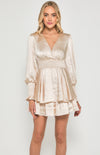 Satin Mini Dress with Double Ruffle Hem