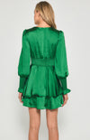 Satin Mini Dress with Double Ruffle Hem