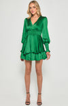 Satin Mini Dress with Double Ruffle Hem