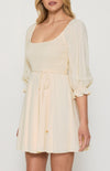 Scoop Neckline Shirred Bodice Mini Dress