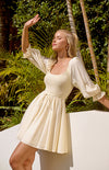 Scoop Neckline Shirred Bodice Mini Dress