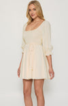 Scoop Neckline Shirred Bodice Mini Dress