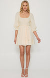 Scoop Neckline Shirred Bodice Mini Dress