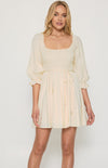 Scoop Neckline Shirred Bodice Mini Dress