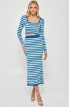 Textured Striped Knit Set with Top and Fishtail Skirt